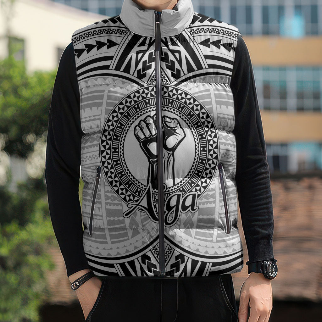 Aiga Samoa Raised Fist Sleeveless Puffer Jacket Polynesian Tribal Tattoo Art Family Pride