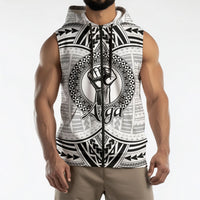 Aiga Samoa Raised Fist Sleeveless Zip Hoodie Polynesian Tribal Tattoo Art Family Pride