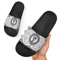 Aiga Samoa Raised Fist Slide Sandals Polynesian Tribal Tattoo Art Family Pride