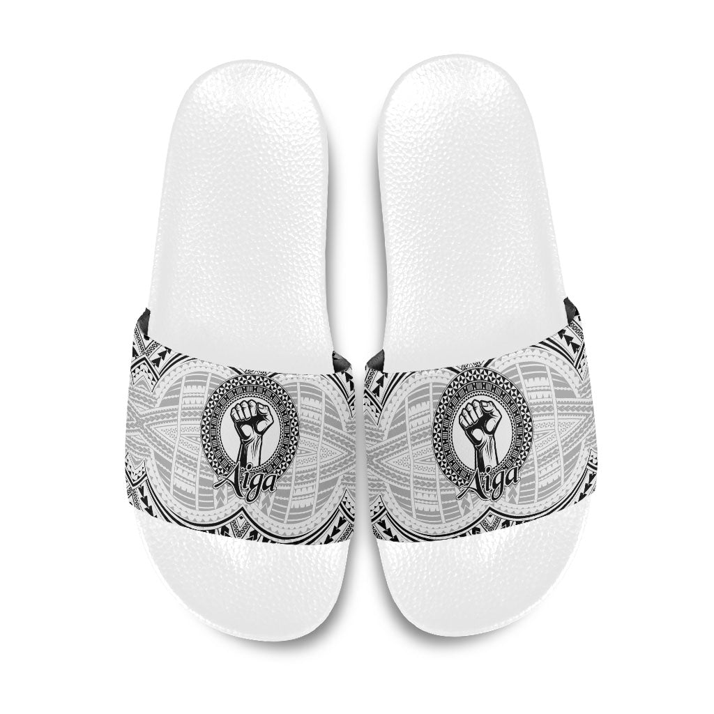 Aiga Samoa Raised Fist Slide Sandals Polynesian Tribal Tattoo Art Family Pride