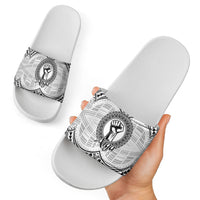 Aiga Samoa Raised Fist Slide Sandals Polynesian Tribal Tattoo Art Family Pride