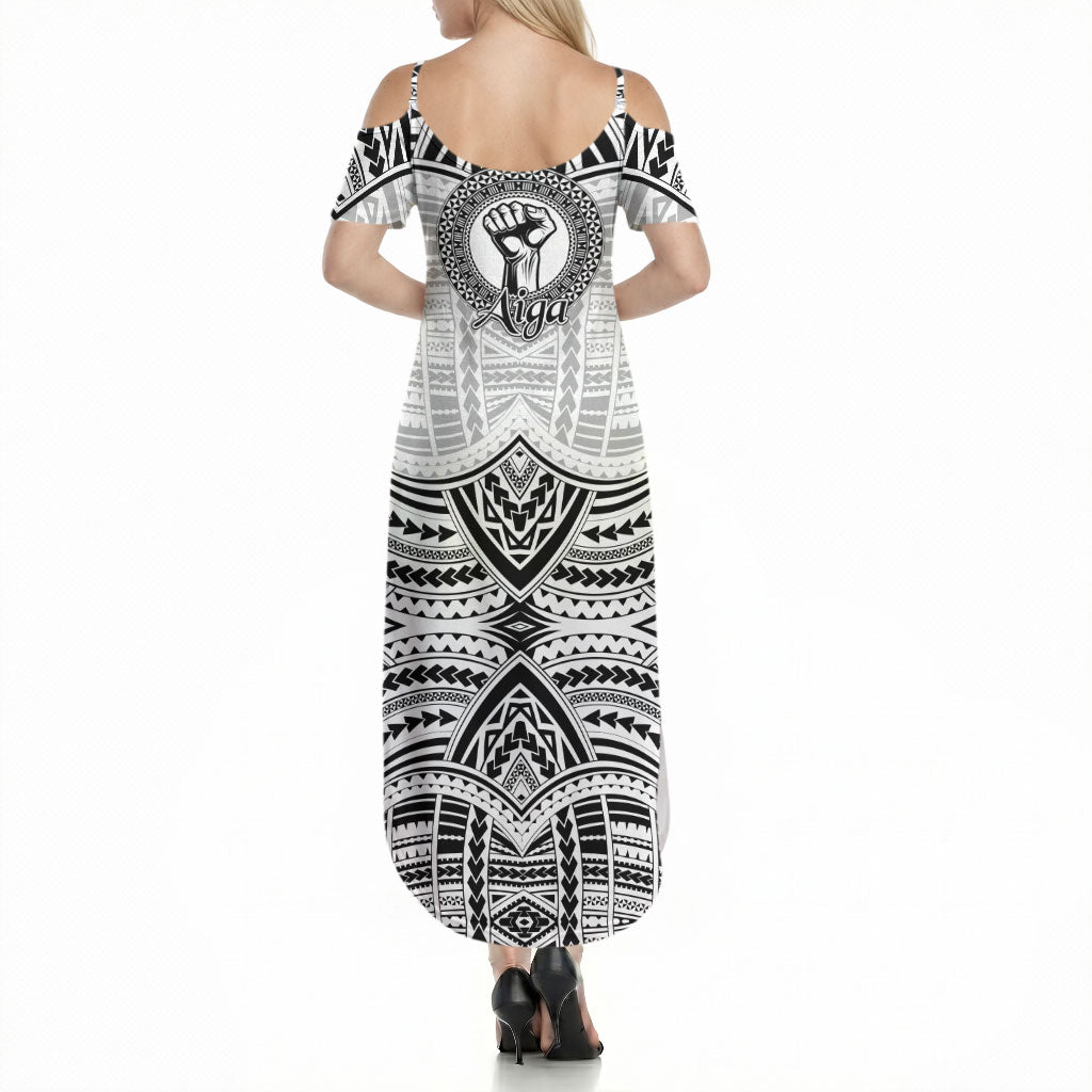 Aiga Samoa Raised Fist Summer Maxi Dress Polynesian Tribal Tattoo Art Family Pride
