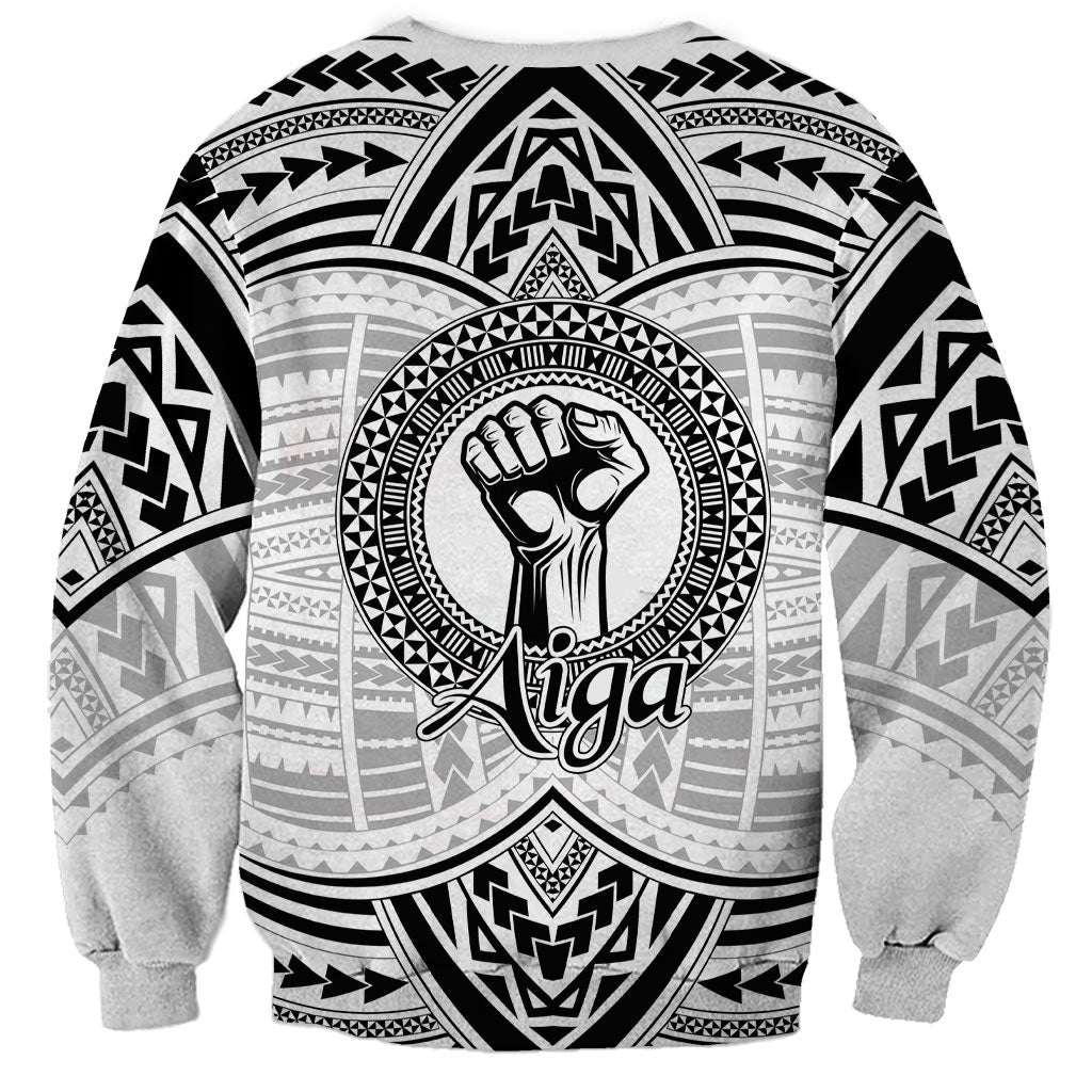 Aiga Samoa Raised Fist Sweatshirt Polynesian Tribal Tattoo Art Family Pride