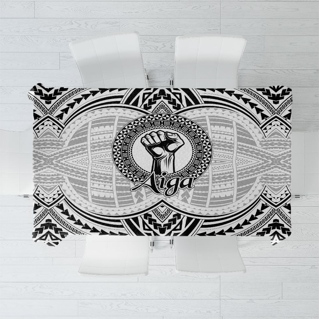 Aiga Samoa Raised Fist Tablecloth Polynesian Tribal Tattoo Art Family Pride