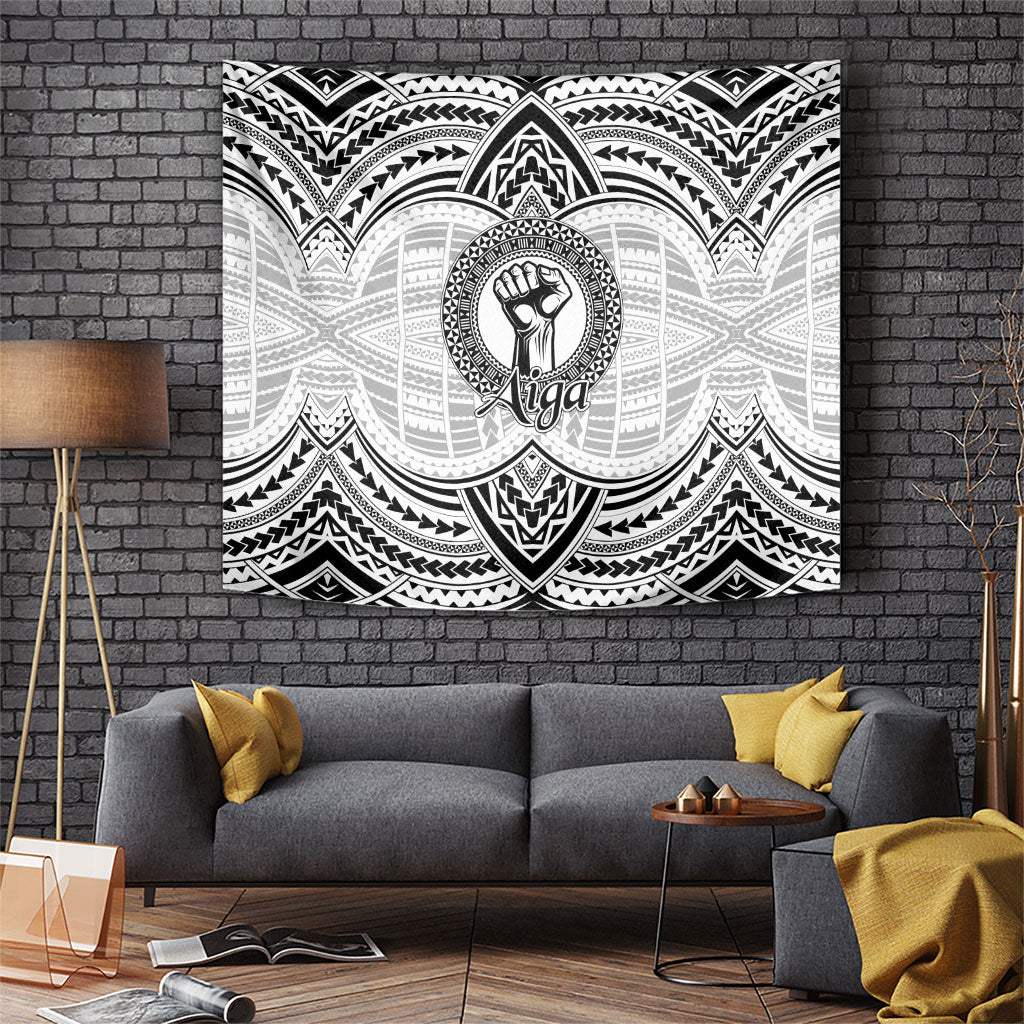 Aiga Samoa Raised Fist Tapestry Polynesian Tribal Tattoo Art Family Pride
