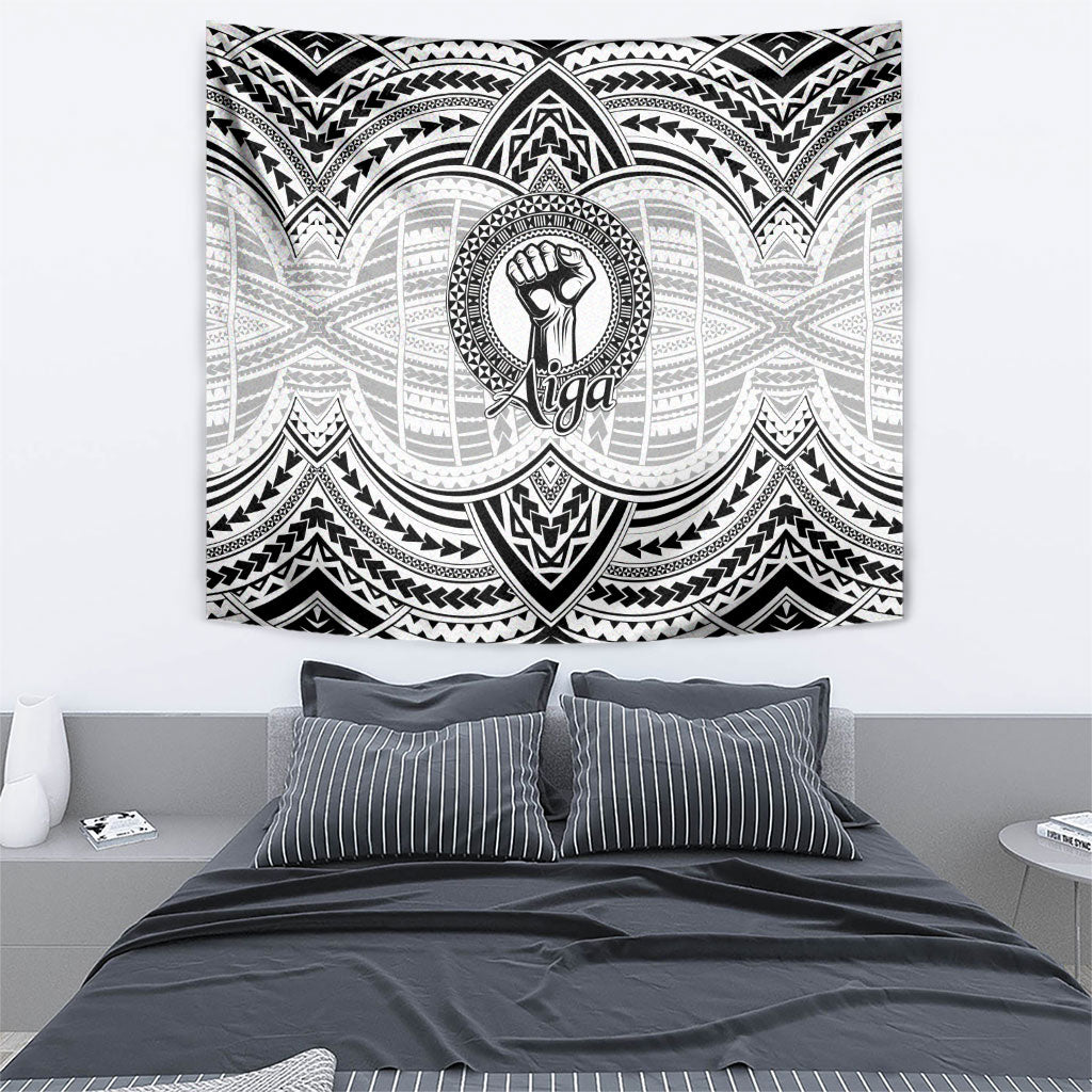 Aiga Samoa Raised Fist Tapestry Polynesian Tribal Tattoo Art Family Pride
