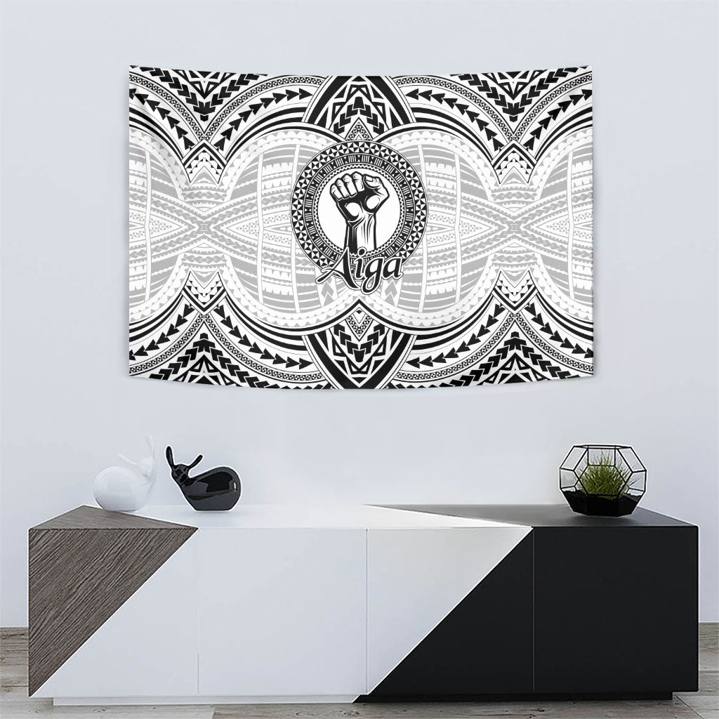 Aiga Samoa Raised Fist Tapestry Polynesian Tribal Tattoo Art Family Pride