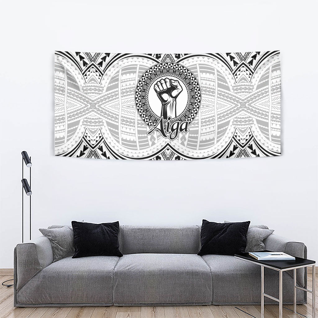 Aiga Samoa Raised Fist Tapestry Polynesian Tribal Tattoo Art Family Pride