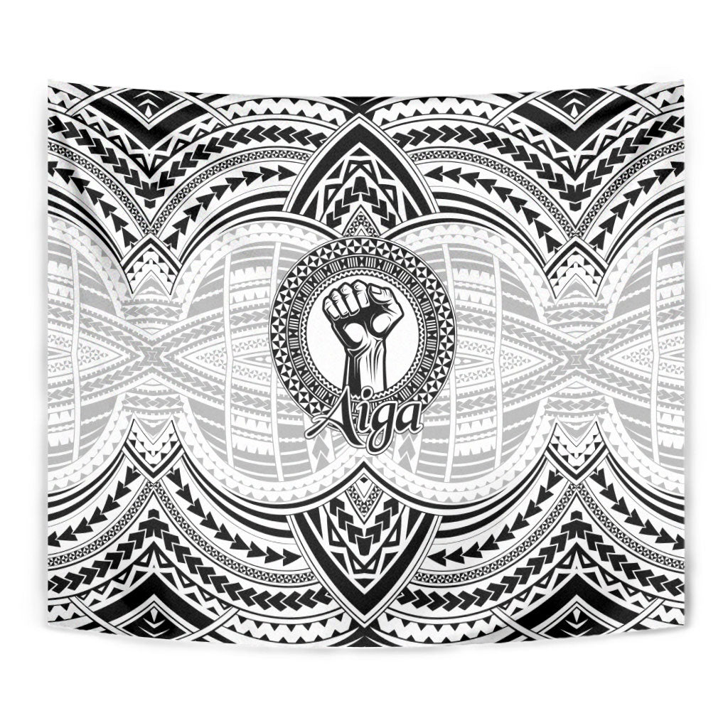 Aiga Samoa Raised Fist Tapestry Polynesian Tribal Tattoo Art Family Pride