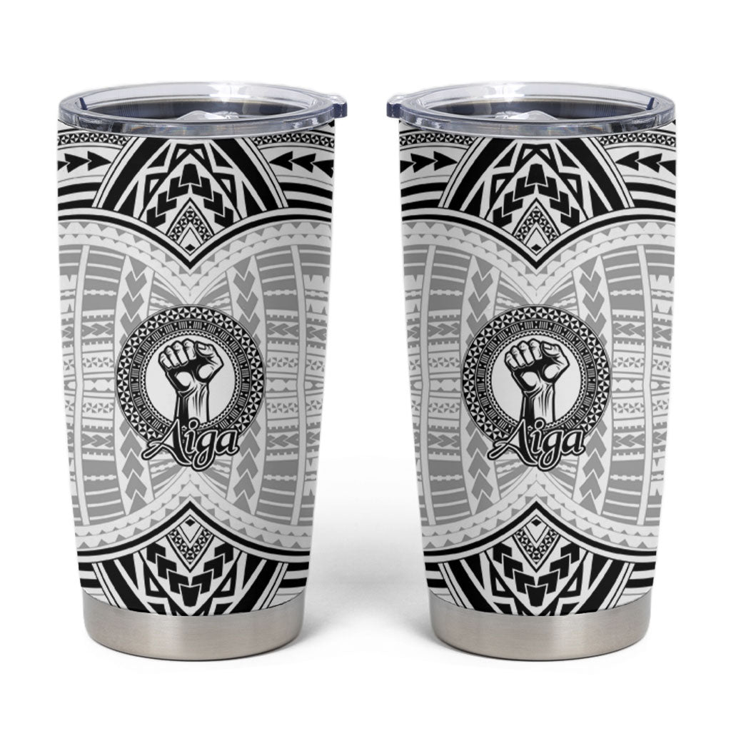 Aiga Samoa Raised Fist Tumbler Cup Polynesian Tribal Tattoo Art Family Pride