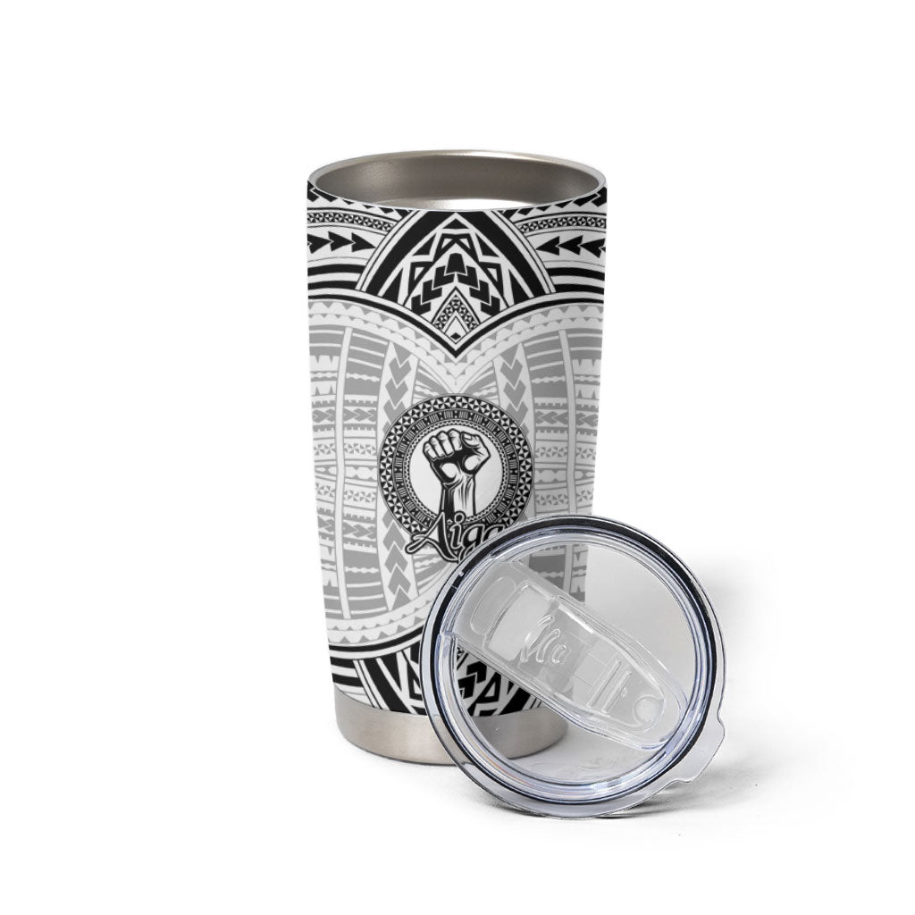 Aiga Samoa Raised Fist Tumbler Cup Polynesian Tribal Tattoo Art Family Pride