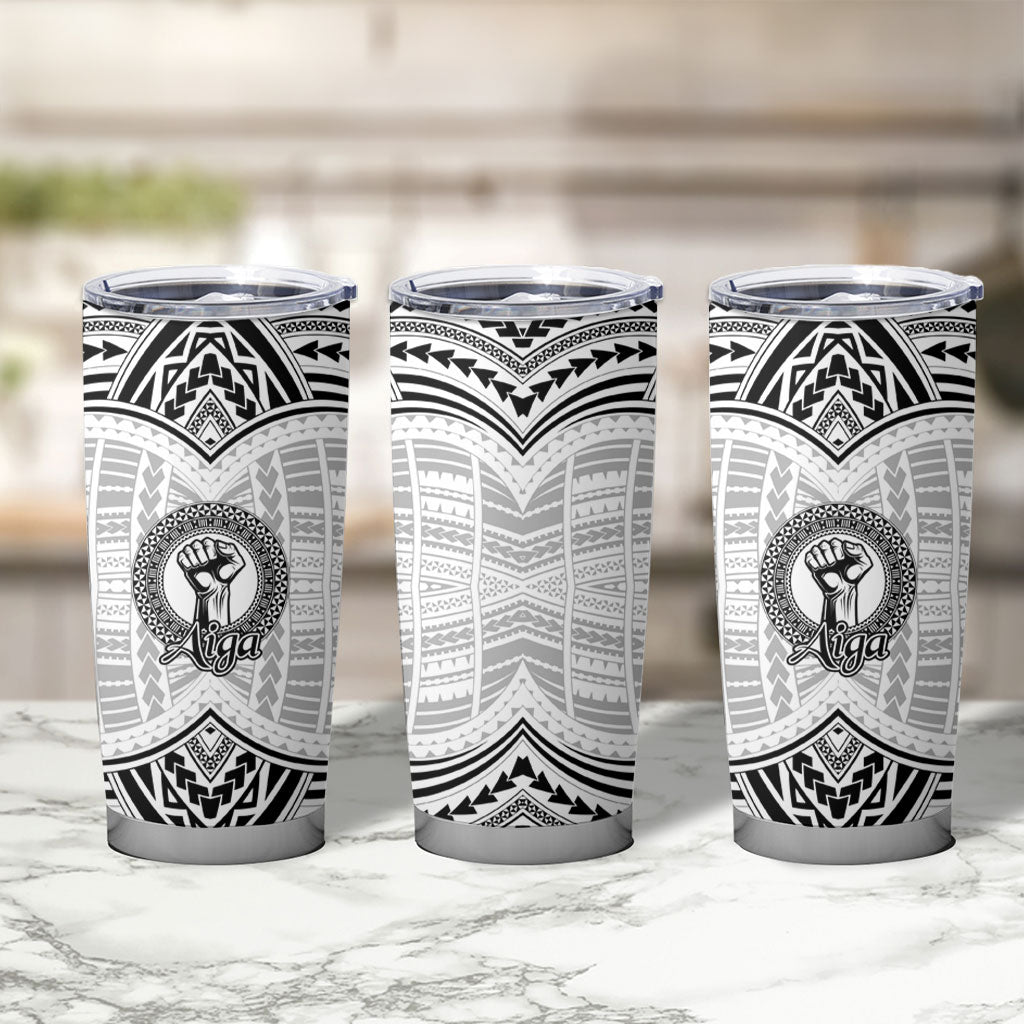 Aiga Samoa Raised Fist Tumbler Cup Polynesian Tribal Tattoo Art Family Pride