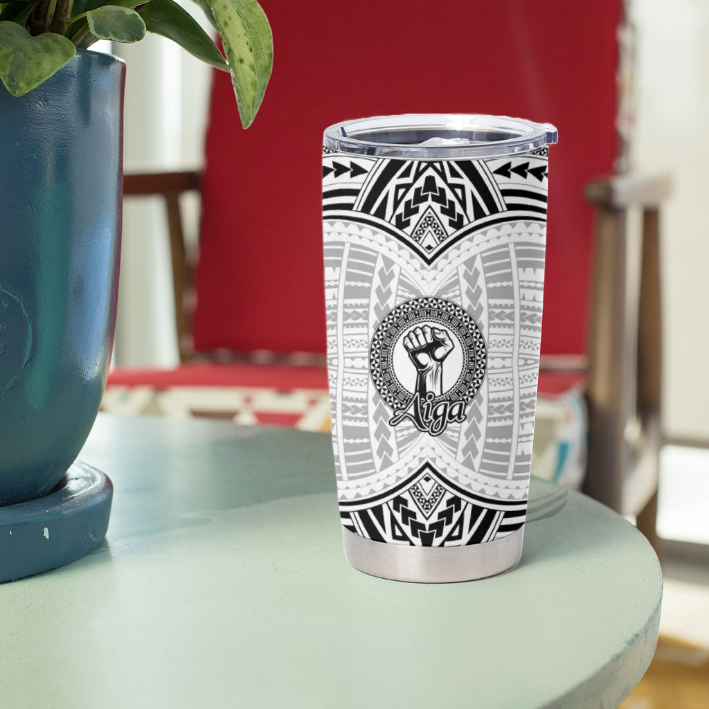Aiga Samoa Raised Fist Tumbler Cup Polynesian Tribal Tattoo Art Family Pride