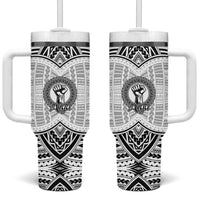 Aiga Samoa Raised Fist Tumbler With Handle Polynesian Tribal Tattoo Art Family Pride