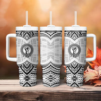 Aiga Samoa Raised Fist Tumbler With Handle Polynesian Tribal Tattoo Art Family Pride