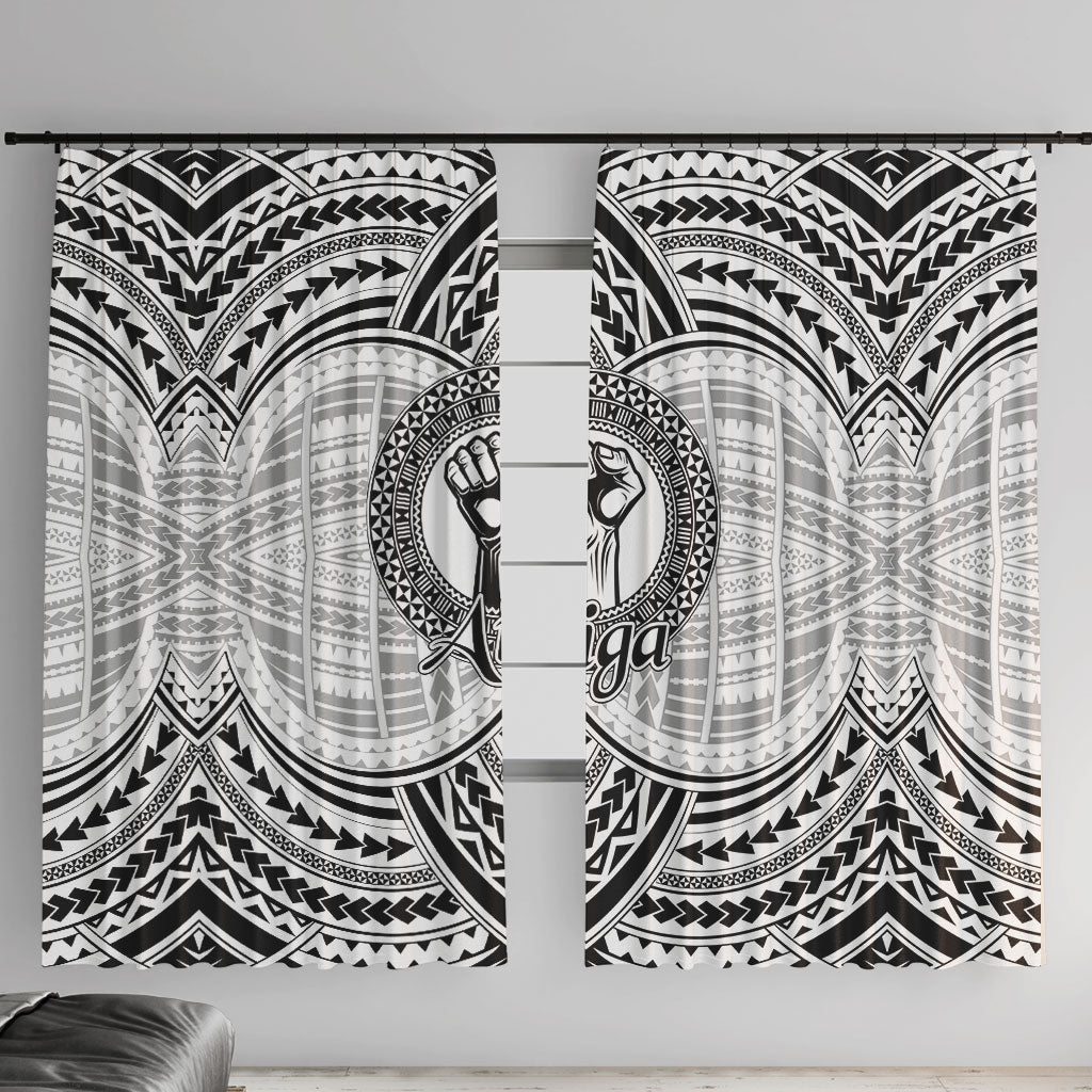 Aiga Samoa Raised Fist Window Curtain Polynesian Tribal Tattoo Art Family Pride