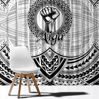 Aiga Samoa Raised Fist Window Curtain Polynesian Tribal Tattoo Art Family Pride