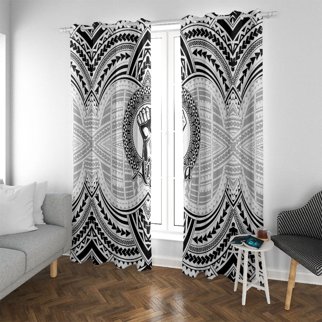 Aiga Samoa Raised Fist Window Curtain Polynesian Tribal Tattoo Art Family Pride