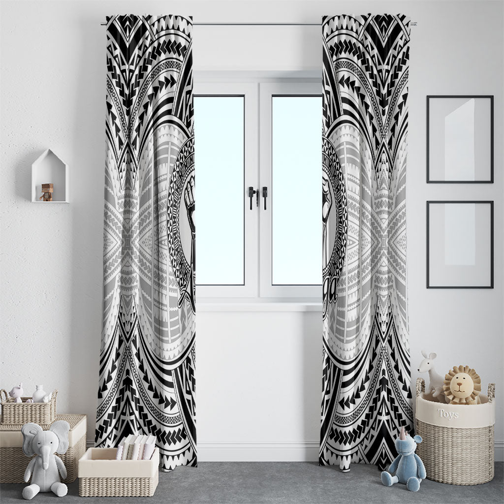 Aiga Samoa Raised Fist Window Curtain Polynesian Tribal Tattoo Art Family Pride