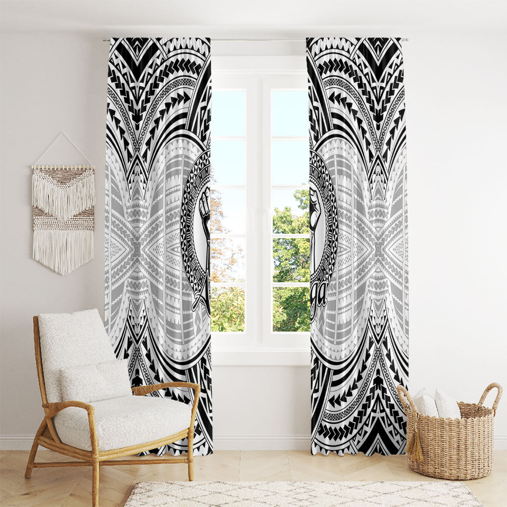 Aiga Samoa Raised Fist Window Curtain Polynesian Tribal Tattoo Art Family Pride