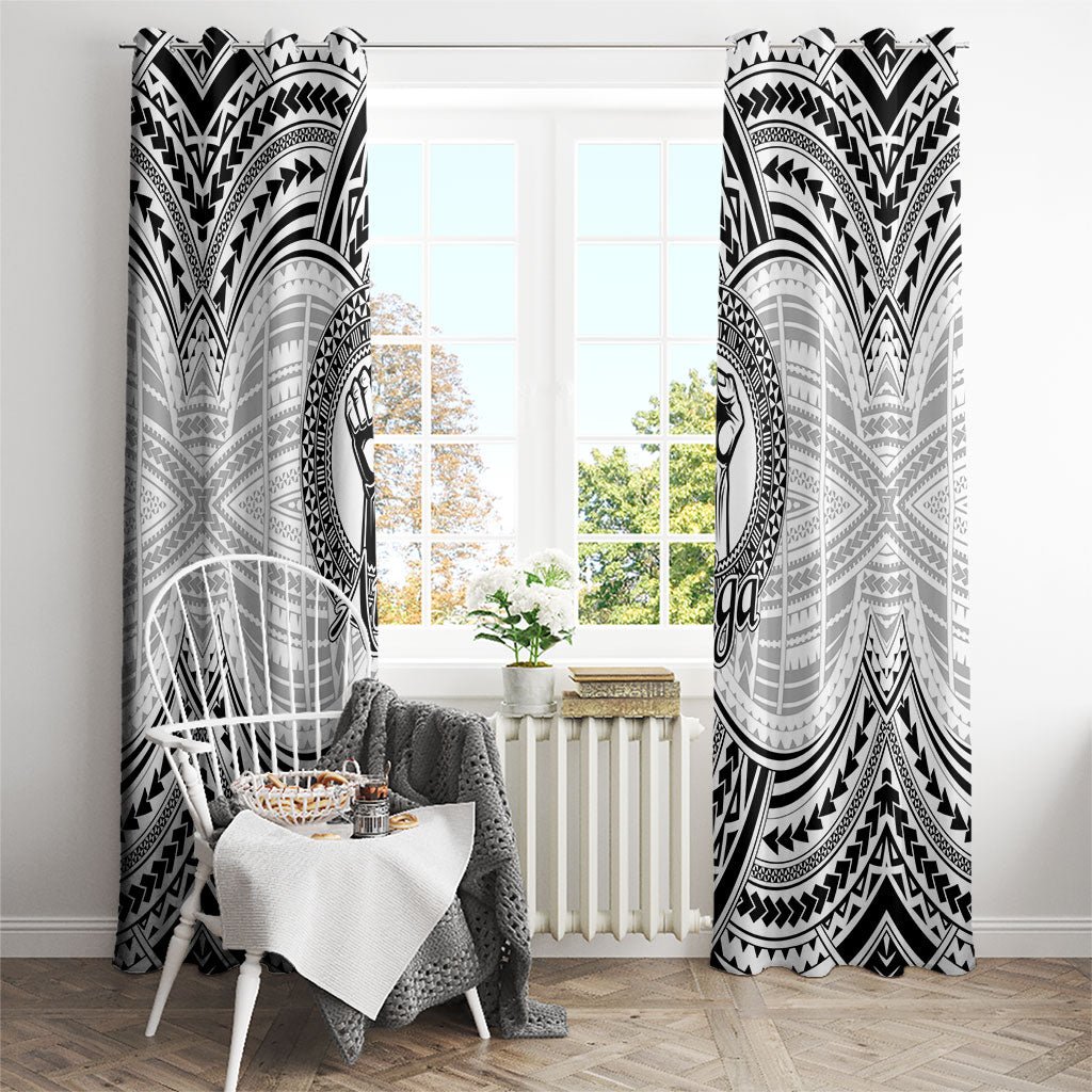 Aiga Samoa Raised Fist Window Curtain Polynesian Tribal Tattoo Art Family Pride