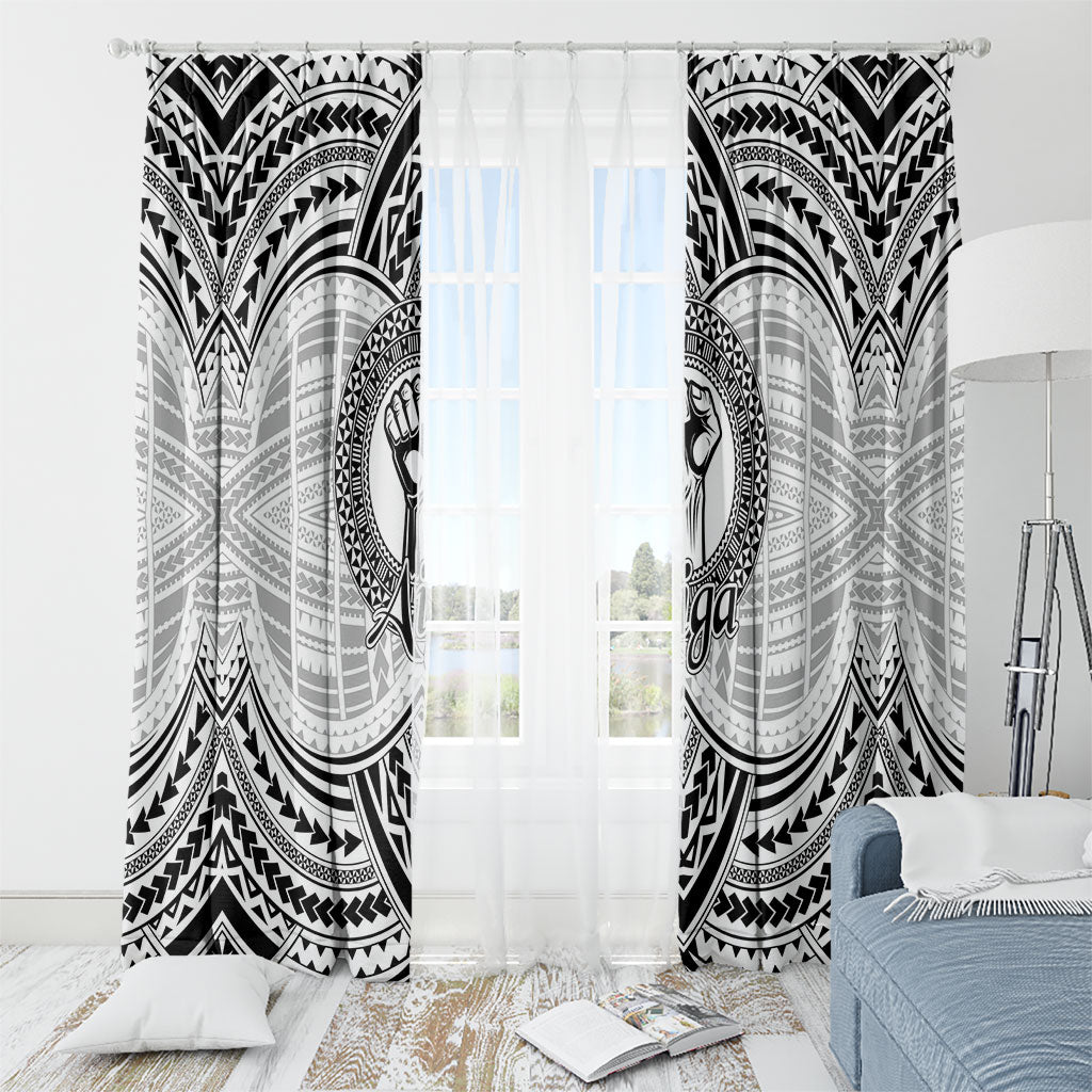 Aiga Samoa Raised Fist Window Curtain Polynesian Tribal Tattoo Art Family Pride