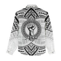 Aiga Samoa Raised Fist Women Casual Shirt Polynesian Tribal Tattoo Art Family Pride