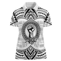 Aiga Samoa Raised Fist Women Polo Shirt Polynesian Tribal Tattoo Art Family Pride