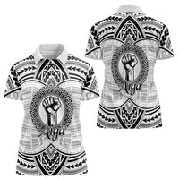 Aiga Samoa Raised Fist Women Polo Shirt Polynesian Tribal Tattoo Art Family Pride