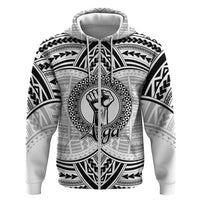 Aiga Samoa Raised Fist Zip Hoodie Polynesian Tribal Tattoo Art Family Pride