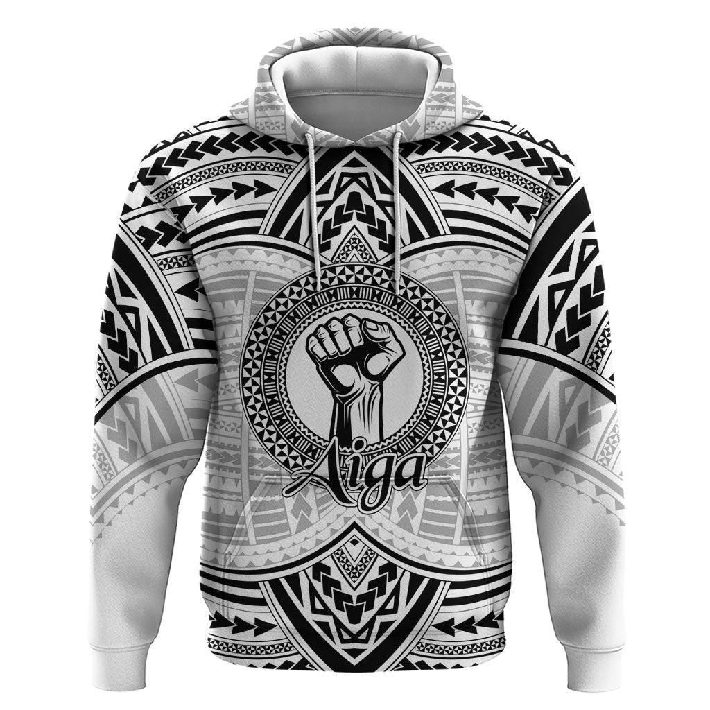 Aiga Samoa Raised Fist Zip Hoodie Polynesian Tribal Tattoo Art Family Pride