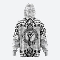Aiga Samoa Raised Fist Zip Hoodie Polynesian Tribal Tattoo Art Family Pride