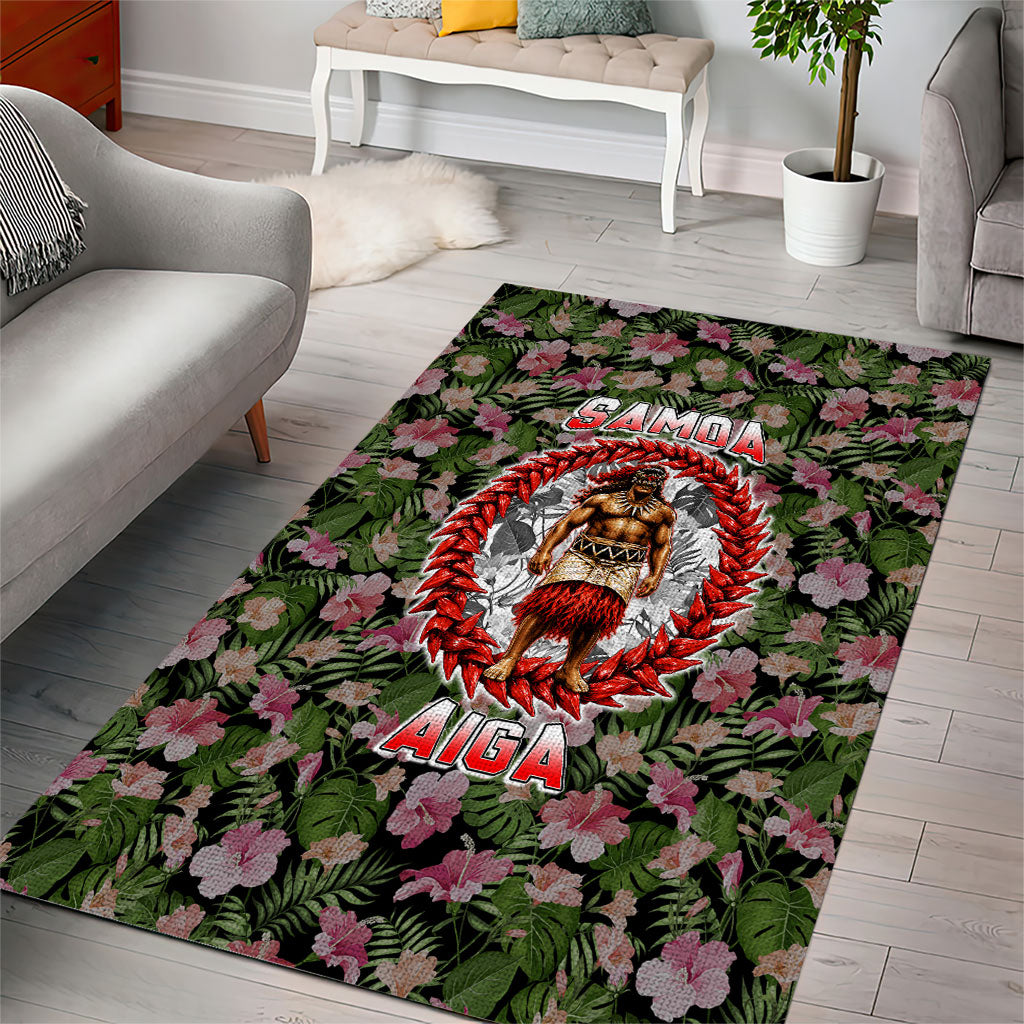 Samoa Aiga Polynesian Area Rug Tropical Floral Hibiscus Pattern Island Heritage