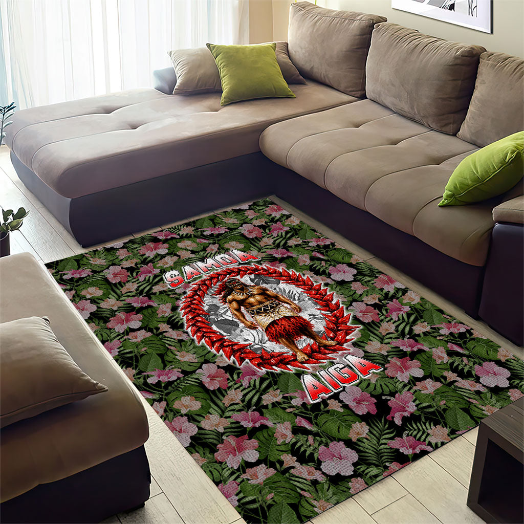 Samoa Aiga Polynesian Area Rug Tropical Floral Hibiscus Pattern Island Heritage