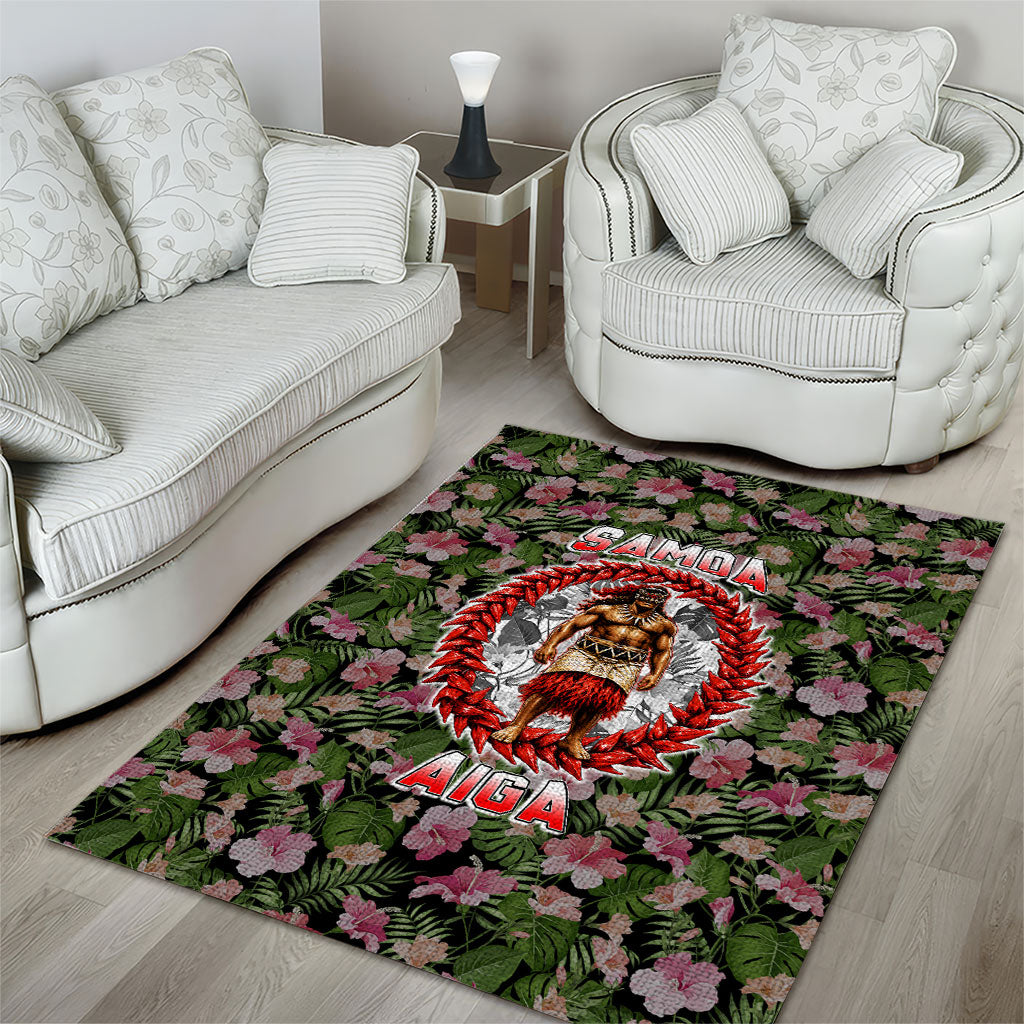 Samoa Aiga Polynesian Area Rug Tropical Floral Hibiscus Pattern Island Heritage