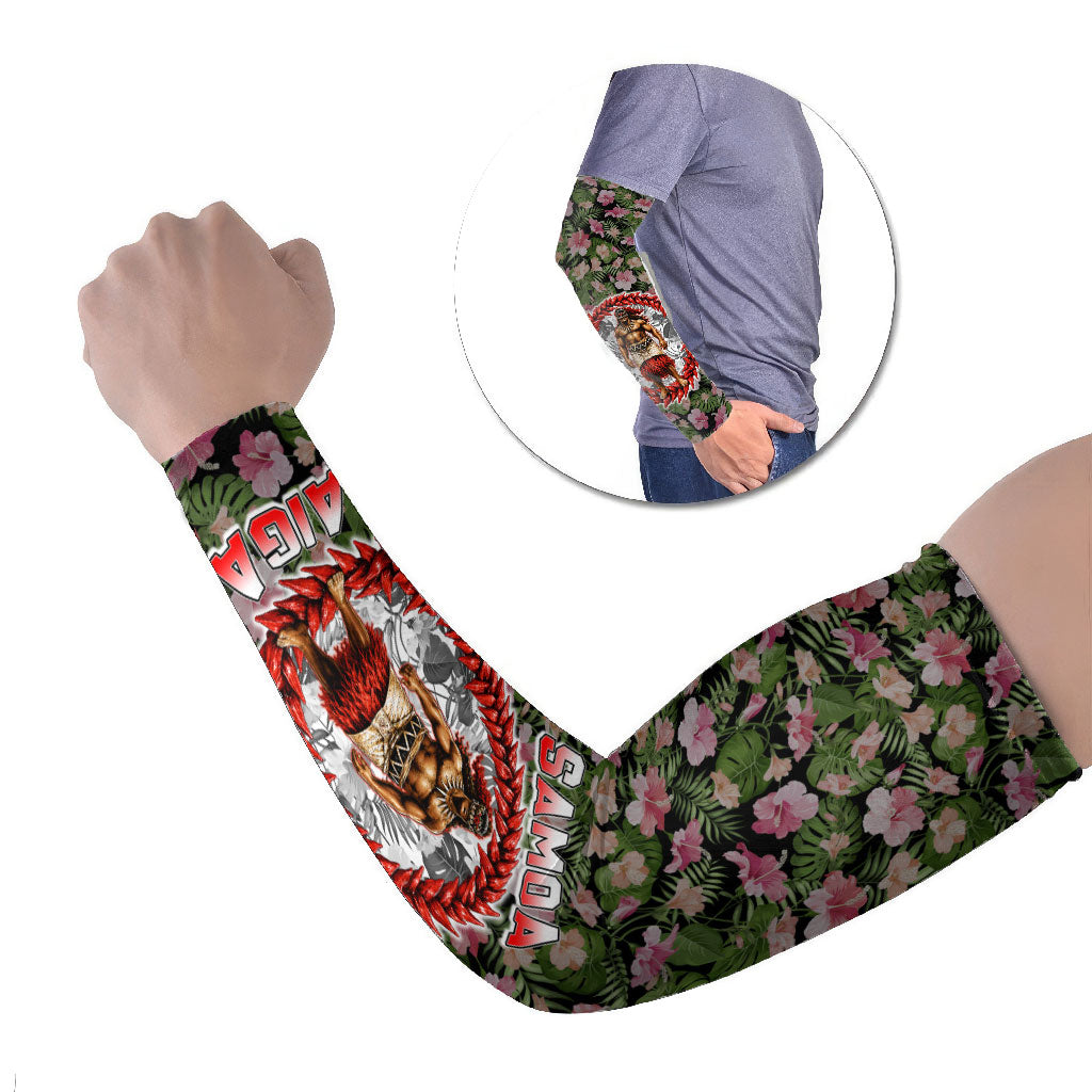 Samoa Aiga Polynesian Arm Sleeves Tropical Floral Hibiscus Pattern Island Heritage