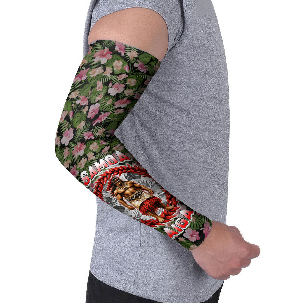 Samoa Aiga Polynesian Arm Sleeves Tropical Floral Hibiscus Pattern Island Heritage