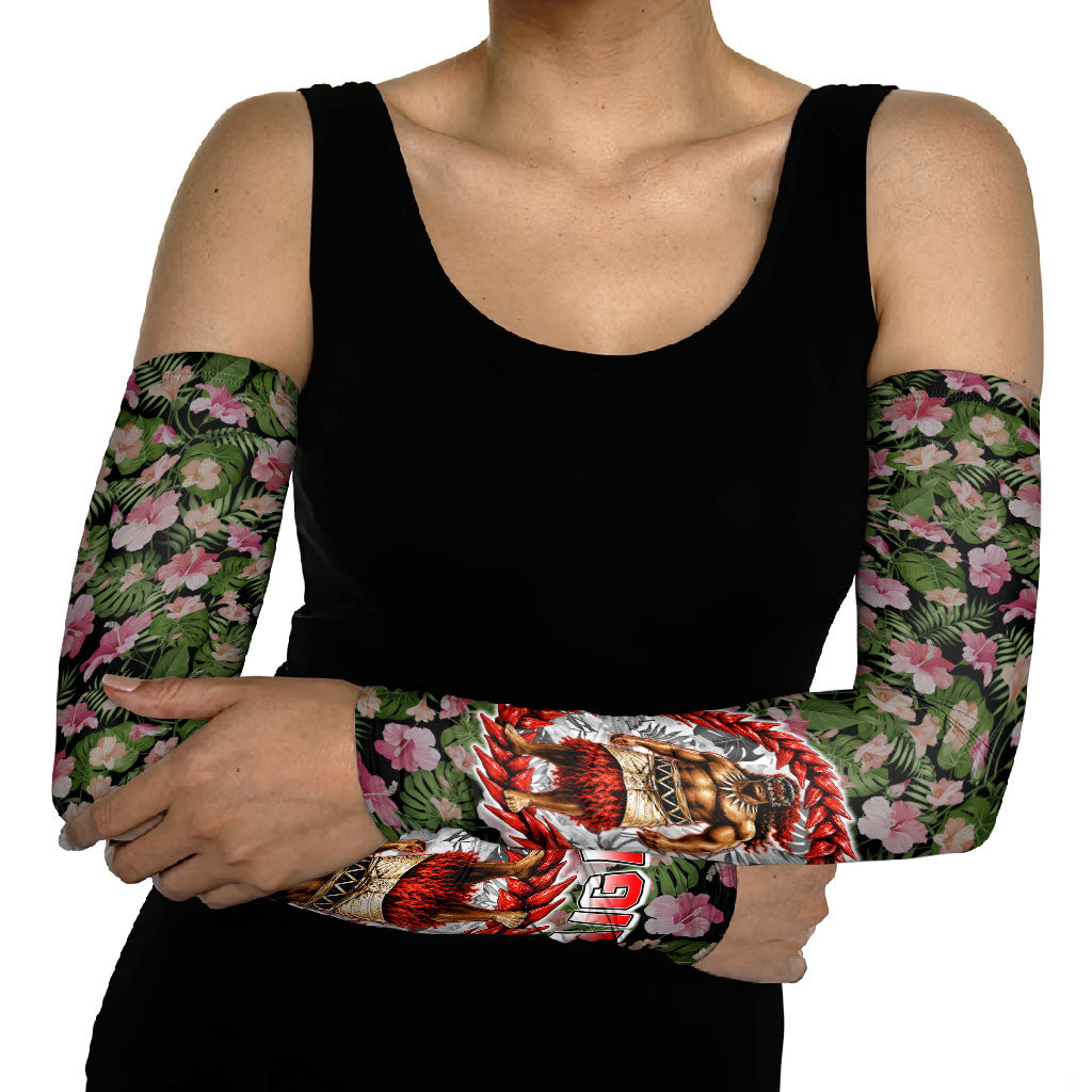 Samoa Aiga Polynesian Arm Sleeves Tropical Floral Hibiscus Pattern Island Heritage