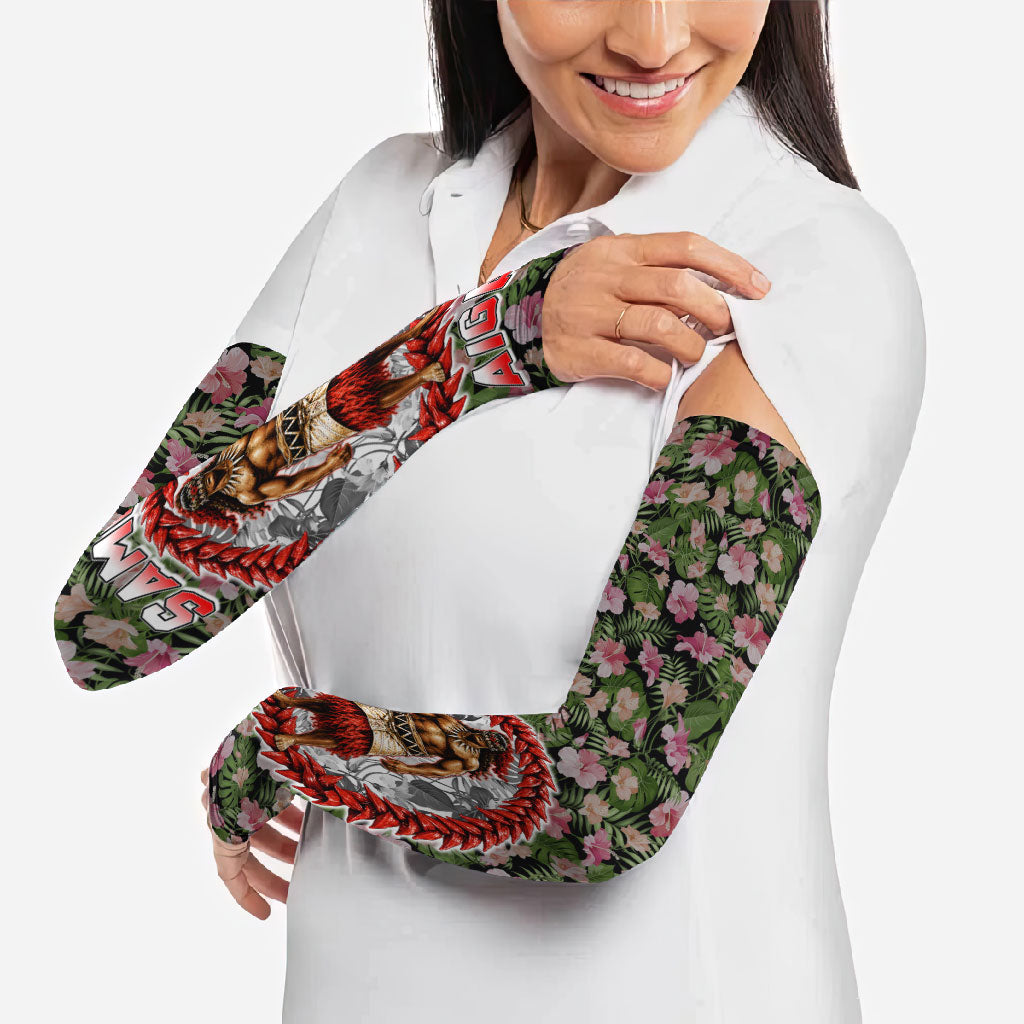Samoa Aiga Polynesian Arm Sleeves Tropical Floral Hibiscus Pattern Island Heritage