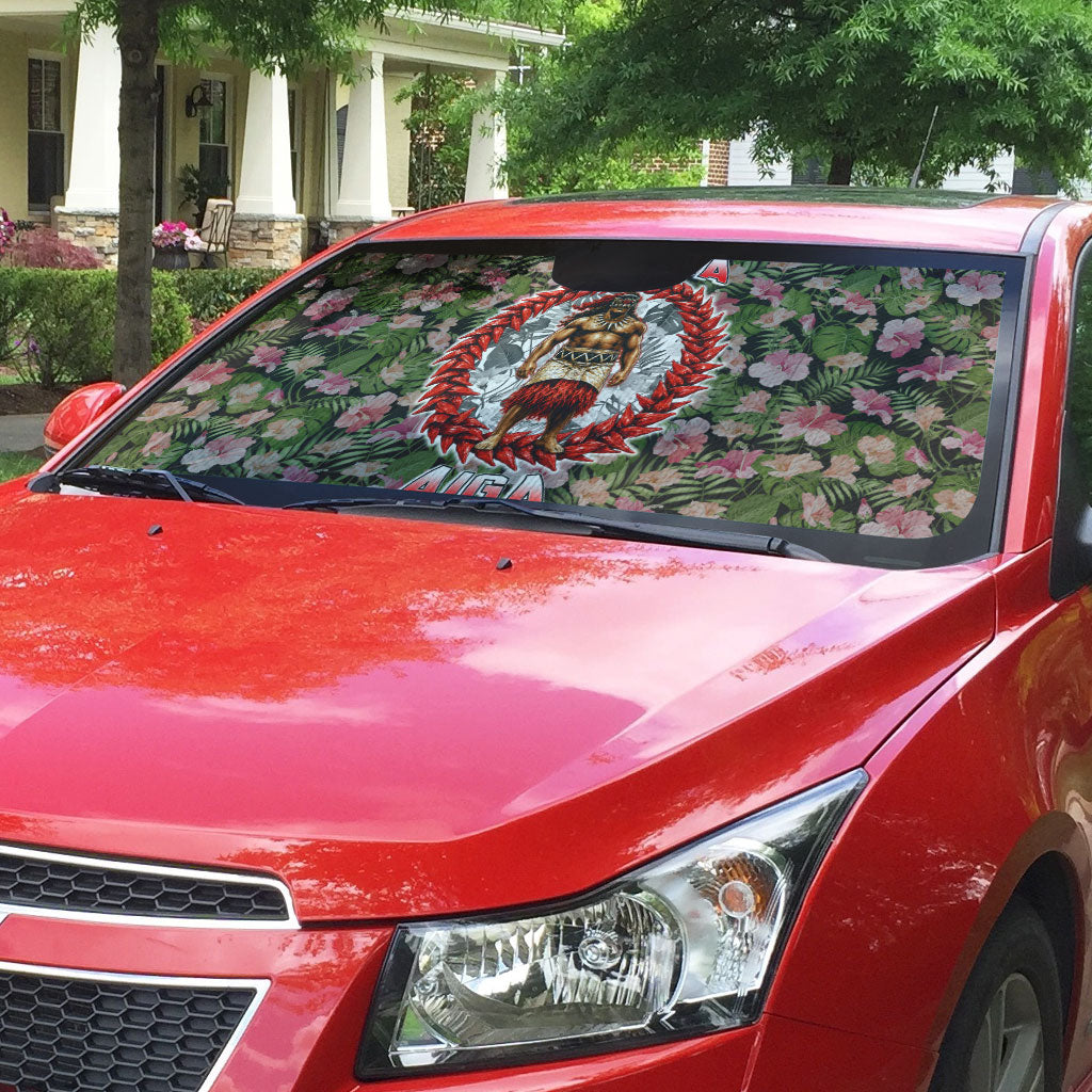 Samoa Aiga Polynesian Auto Sun Shade Tropical Floral Hibiscus Pattern Island Heritage