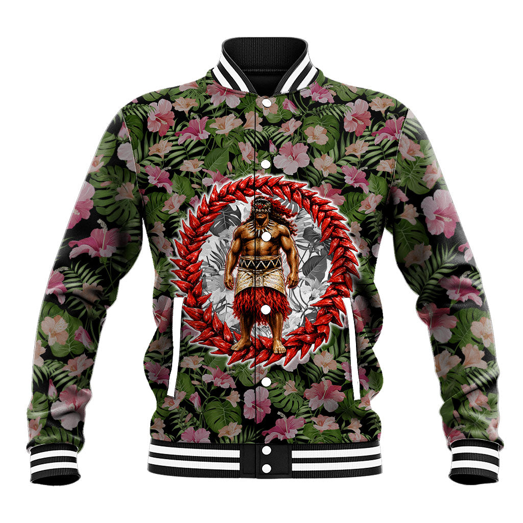 Samoa Aiga Polynesian Baseball Jacket Tropical Floral Hibiscus Pattern Island Heritage