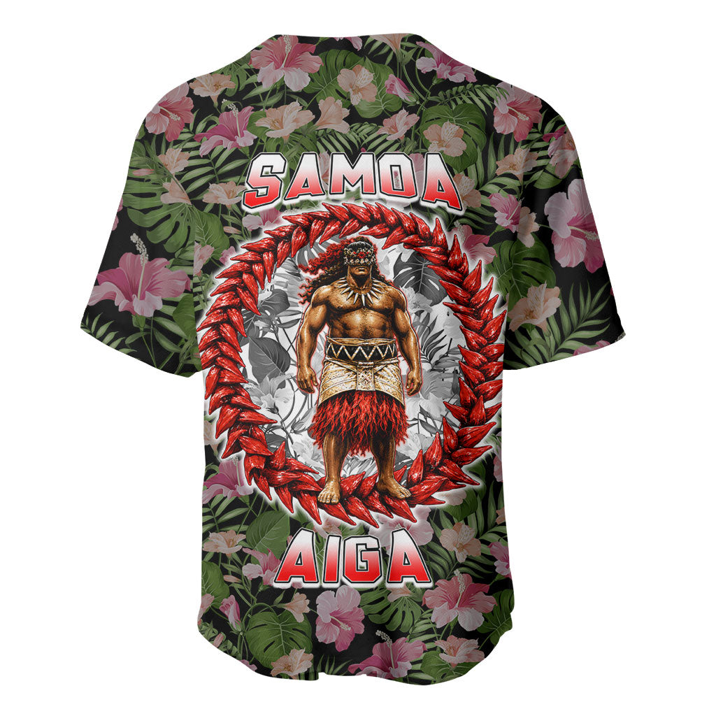 Samoa Aiga Polynesian Baseball Jersey Tropical Floral Hibiscus Pattern Island Heritage