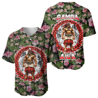 Samoa Aiga Polynesian Baseball Jersey Tropical Floral Hibiscus Pattern Island Heritage