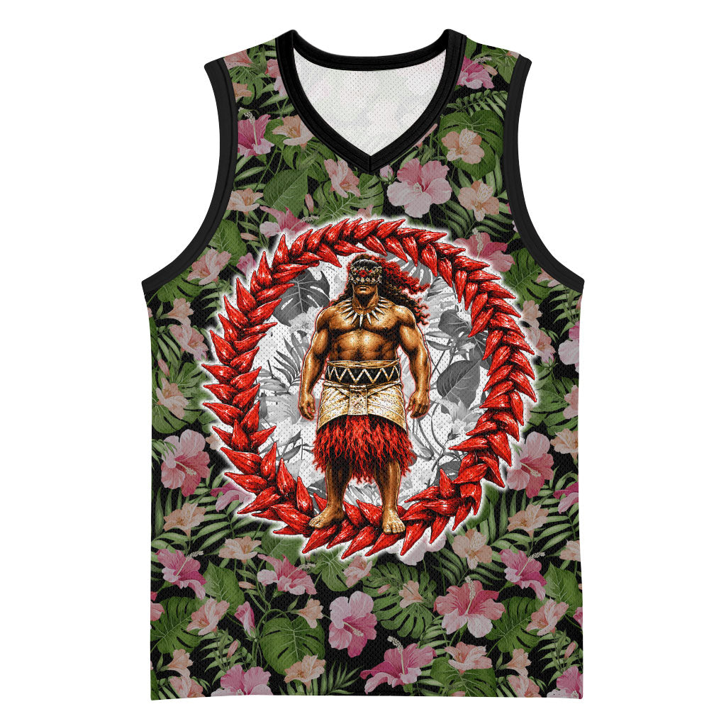 Samoa Aiga Polynesian Basketball Jersey Tropical Floral Hibiscus Pattern Island Heritage