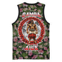 Samoa Aiga Polynesian Basketball Jersey Tropical Floral Hibiscus Pattern Island Heritage