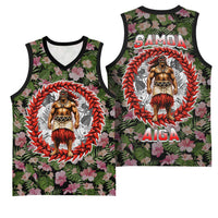 Samoa Aiga Polynesian Basketball Jersey Tropical Floral Hibiscus Pattern Island Heritage