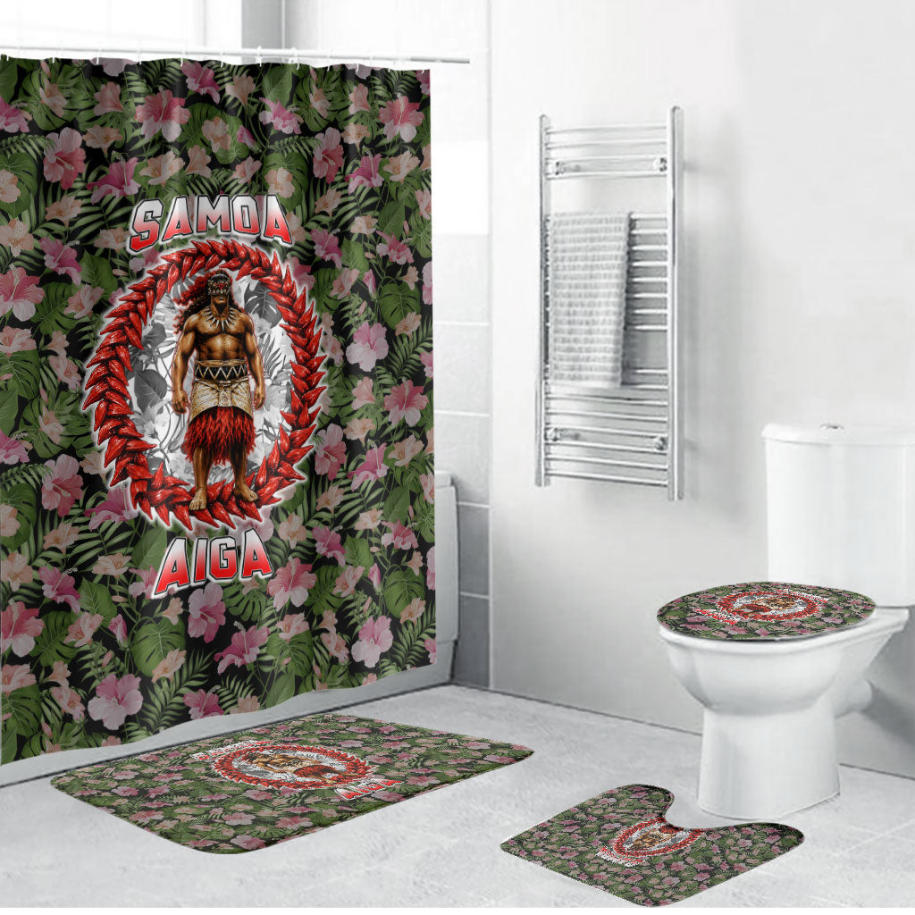 Samoa Aiga Polynesian Bathroom Set Tropical Floral Hibiscus Pattern Island Heritage