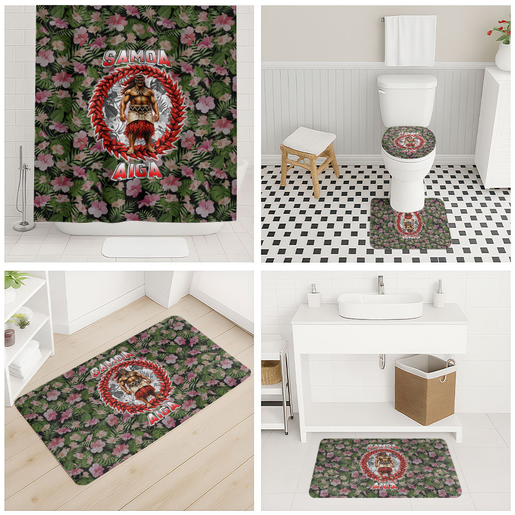 Samoa Aiga Polynesian Bathroom Set Tropical Floral Hibiscus Pattern Island Heritage