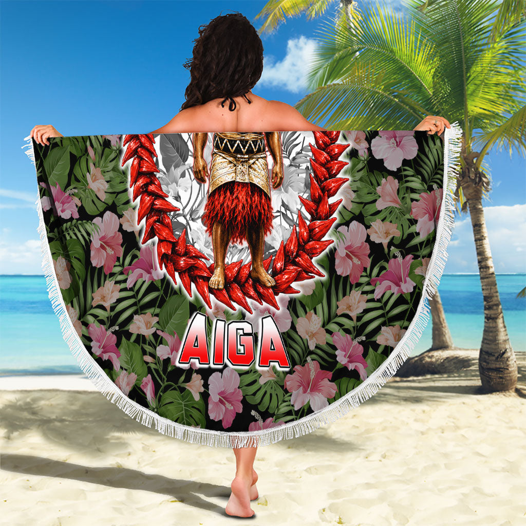 Samoa Aiga Polynesian Beach Blanket Tropical Floral Hibiscus Pattern Island Heritage