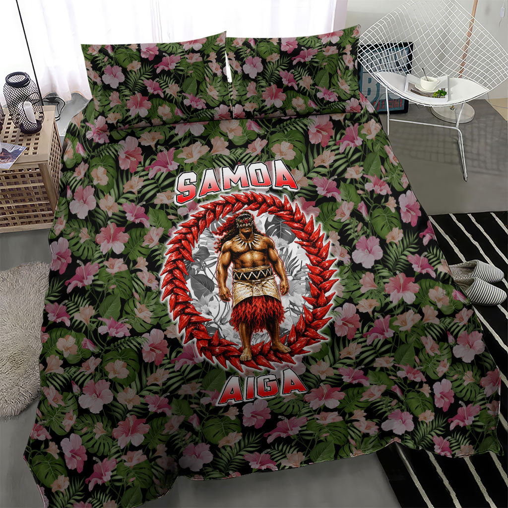 Samoa Aiga Polynesian Bedding Set Tropical Floral Hibiscus Pattern Island Heritage
